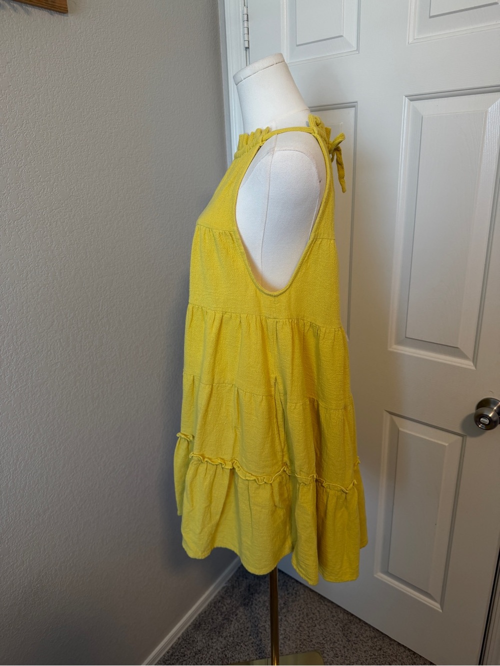 Free People Yellow Tiered Halter Mini Dress - Picture 4 of 5
